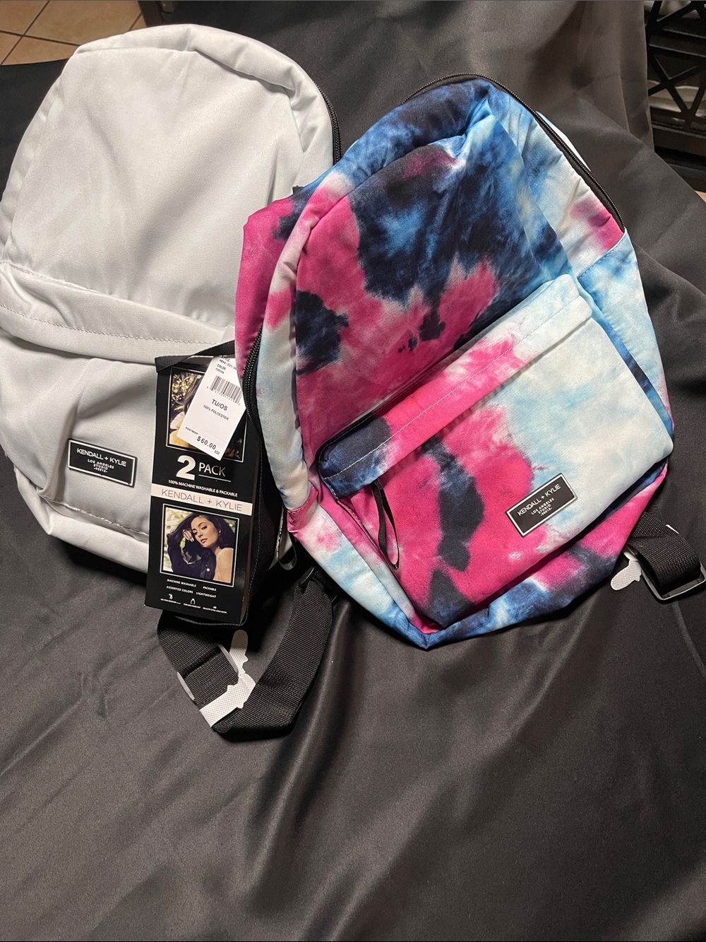 Kendall & Kylie Tie-Dye Backpack Duo in Pink, Blue & Black